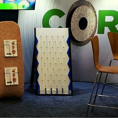 Blue and White Plinko Game Board in Trade Show Booth
