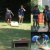 Playing Cornhole in Backyard