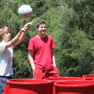 Playing Giant Pong - Backyard Games