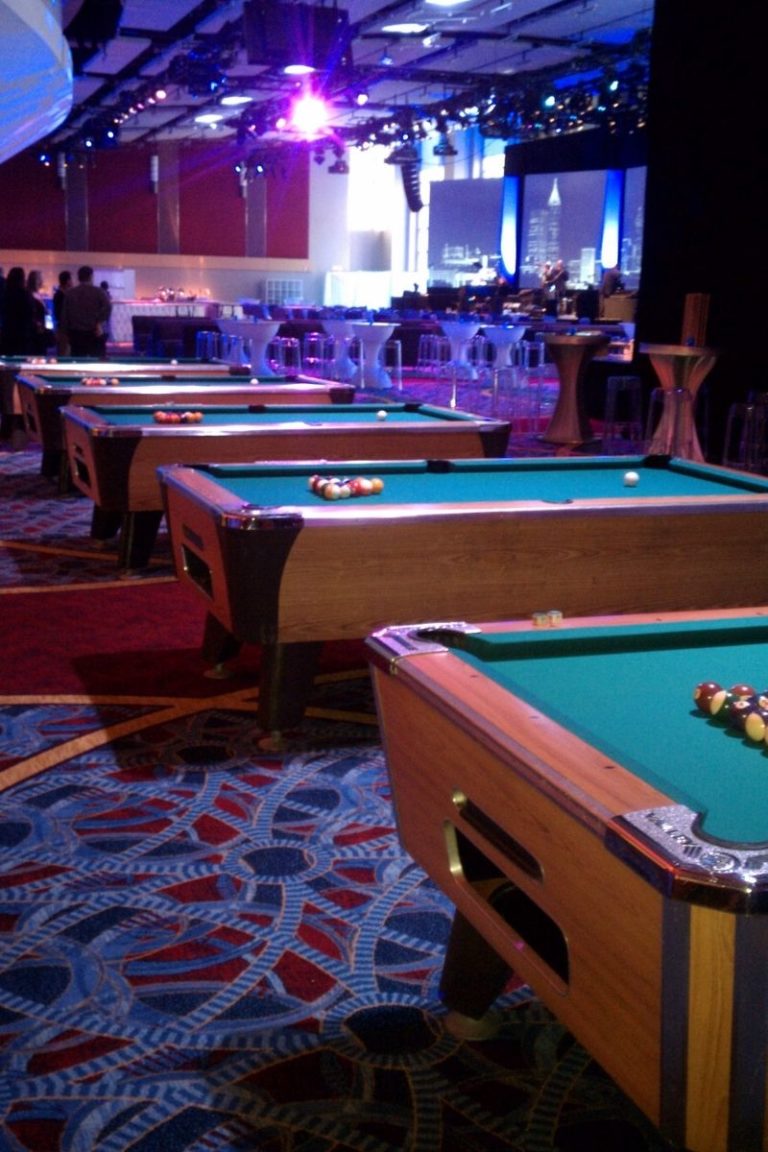 Pool Tables For Rent 2024 Phoenix Amusements   Pool Tables Lined Up And Ready For Company Party 768x1152 