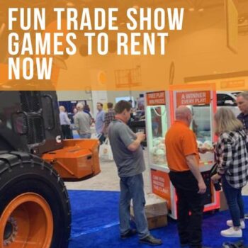 People Playing Custom Claw machine in tradeshow booth