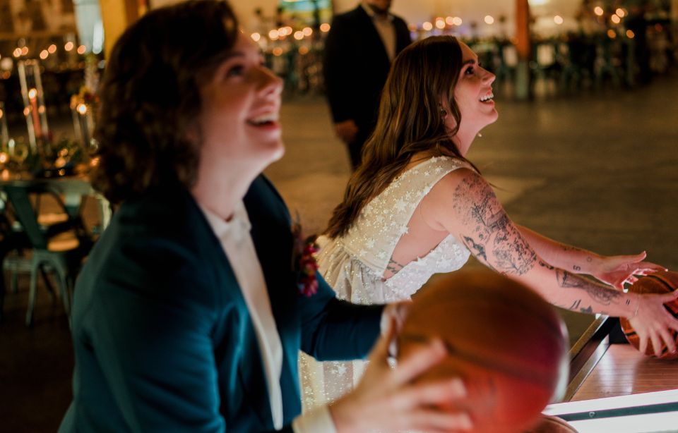 Happy Couple Shooting Hoops at Monday Night brewery