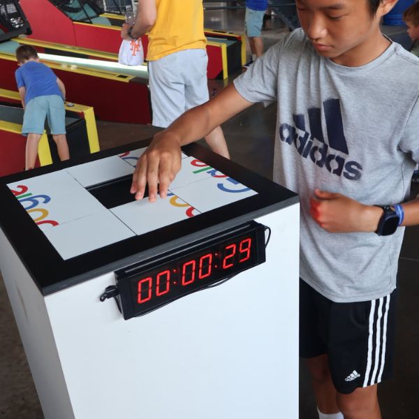 Kid playing puzzle challenge game